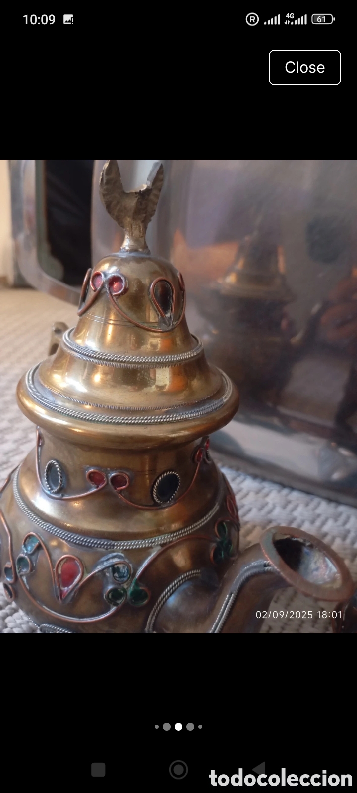 Antig&uuml;edades: Moroccan Copper Trinket Box and Teapot - Foto 4