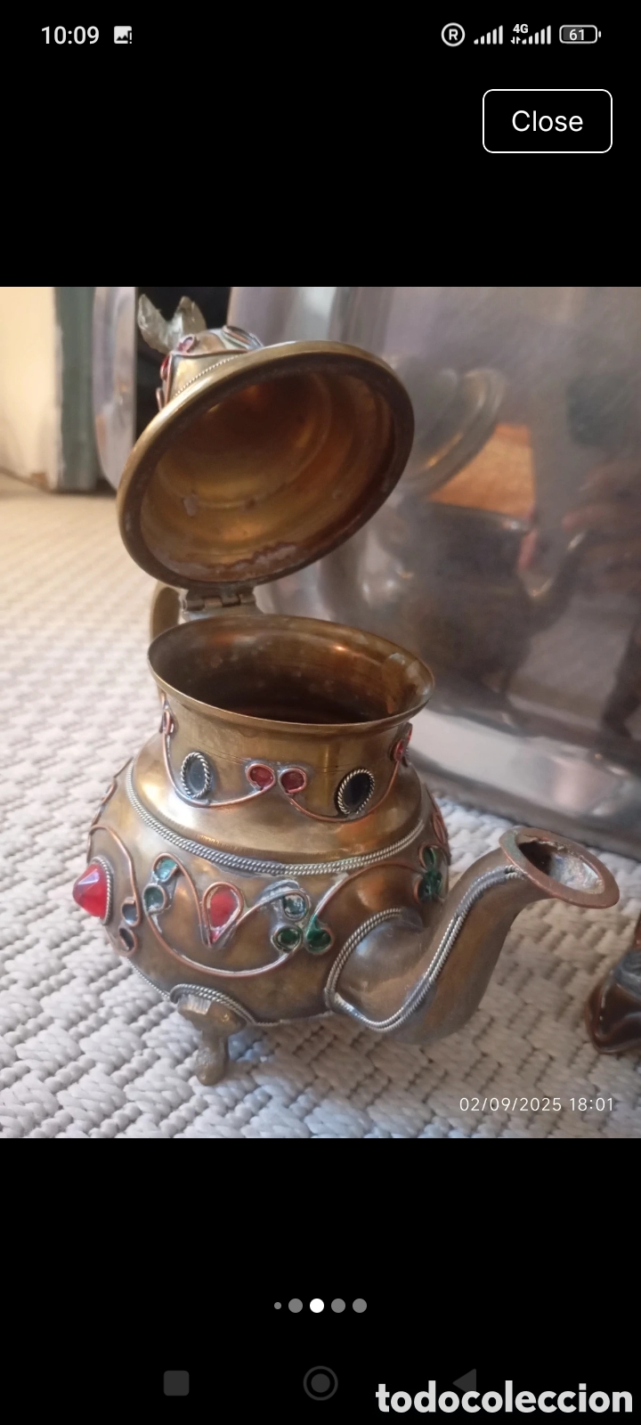 Antig&uuml;edades: Moroccan Copper Trinket Box and Teapot - Foto 2