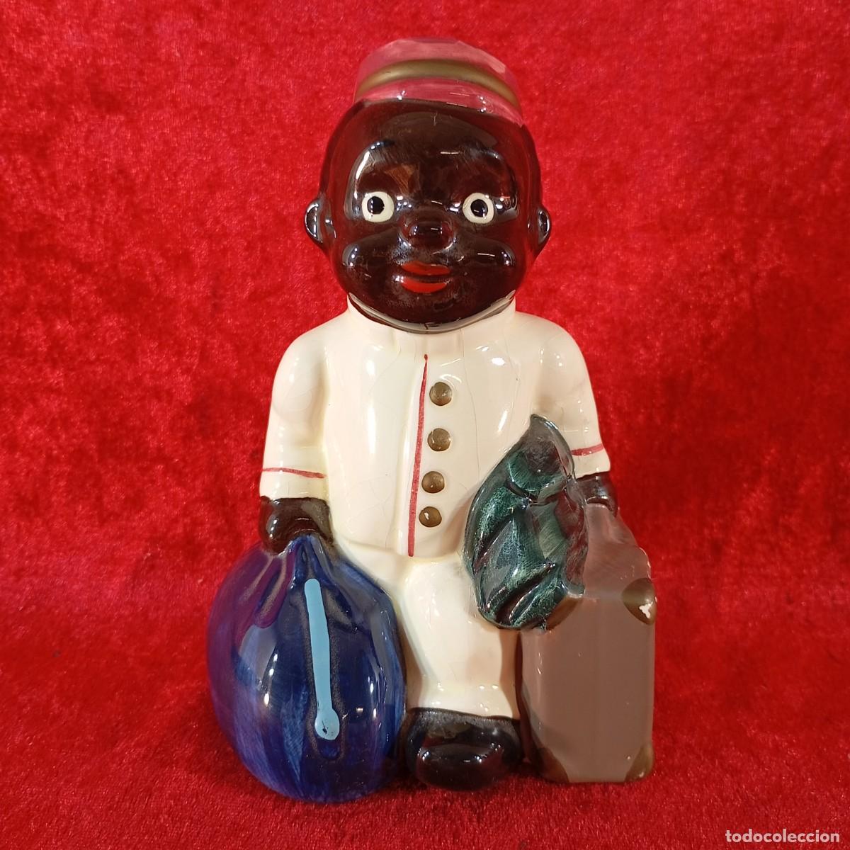 Antiquit&eacute;s: ANTIGUA HUCHA DE CER&Aacute;MICA - BOTONES - 1950'S - ART&Iacute;CULO DE &Eacute;POCA - BLACK AMERICANA - 15,5 CM DE ALTO