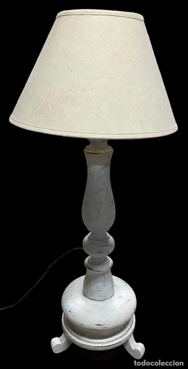 Antig&uuml;edades: Antigua l&aacute;mpara, pie de l&aacute;mpara, candelabro, candelero, cirio estilo gustaviano. 66x21x21