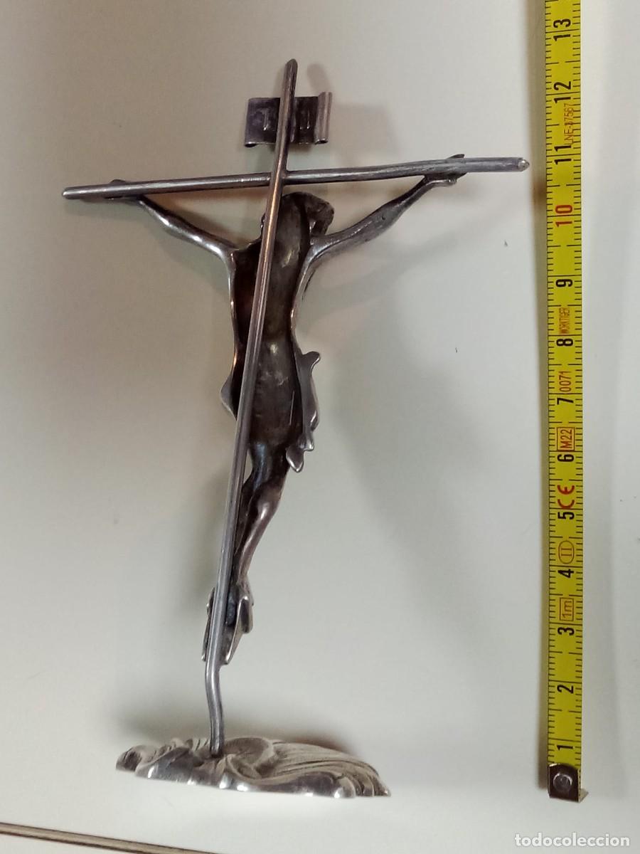 Antig&uuml;edades: crucifijo de plata de sobremesa - Foto 3