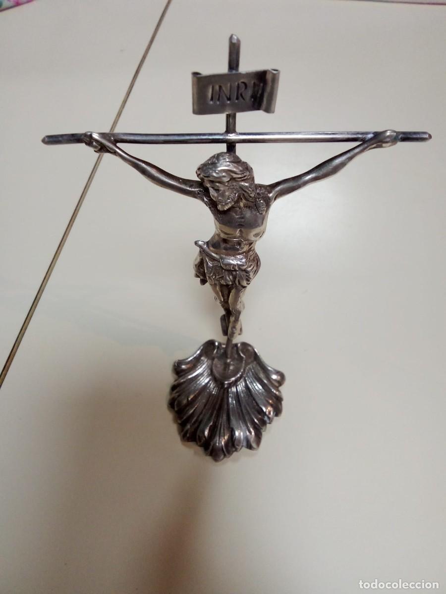 Antig&uuml;edades: crucifijo de plata de sobremesa - Foto 4