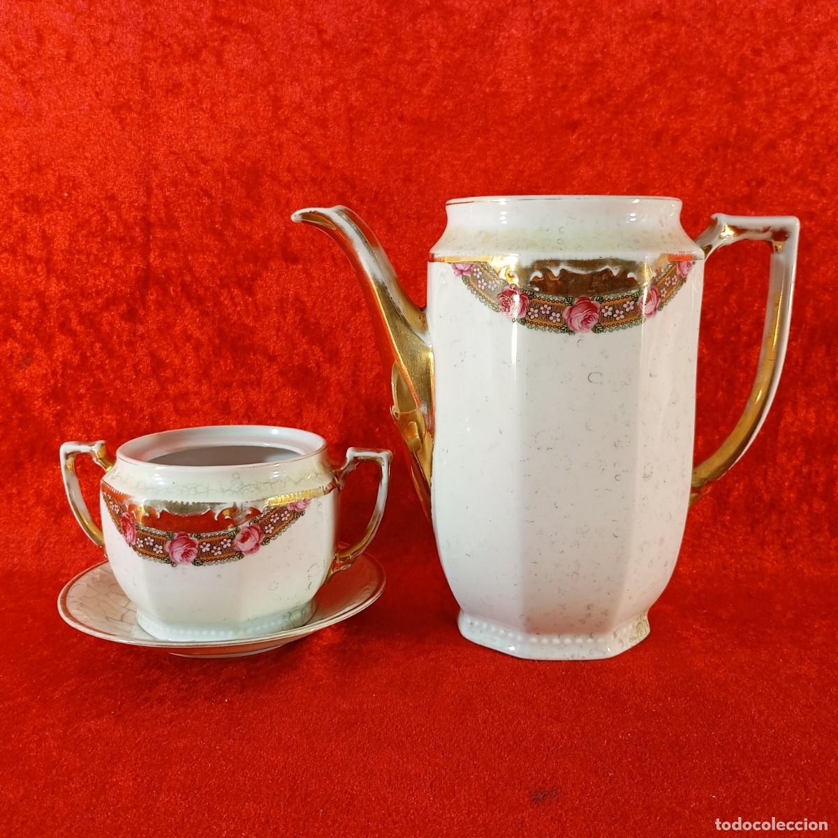 Antiquit&auml;ten: ANTIGUO JUEGO DE PORCELANA - VINTAGE - DISE&Ntilde;O FLORAL Y BORDES DORADOS - DE &Eacute;POCA - ESTILO JAPONES