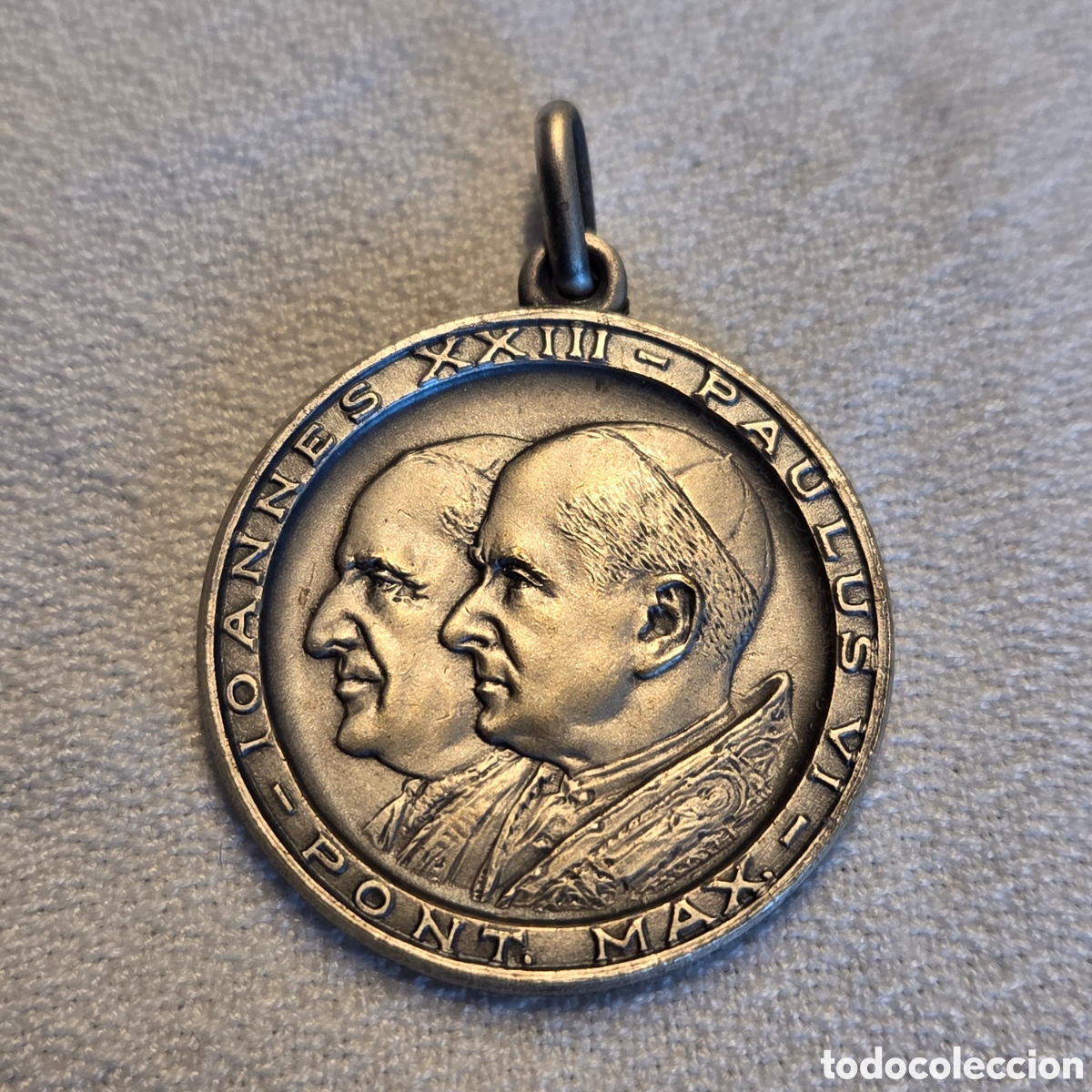 Antig&uuml;edades: Antigua Medalla de Plata 800 - Papas Juan XXIII y Pablo VI - Concilio Vaticano II (1962-1965)