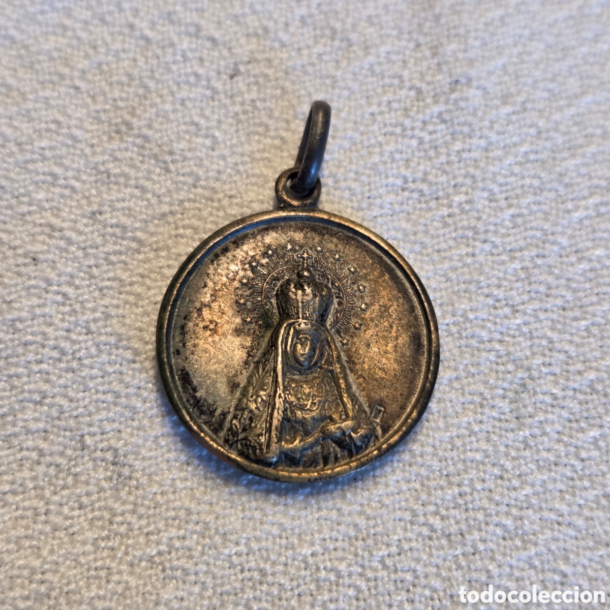 Antiquit&auml;ten: Antigua Medalla Devocional de Plata 800 - Virgen y San Juan Bautista - S. XIX