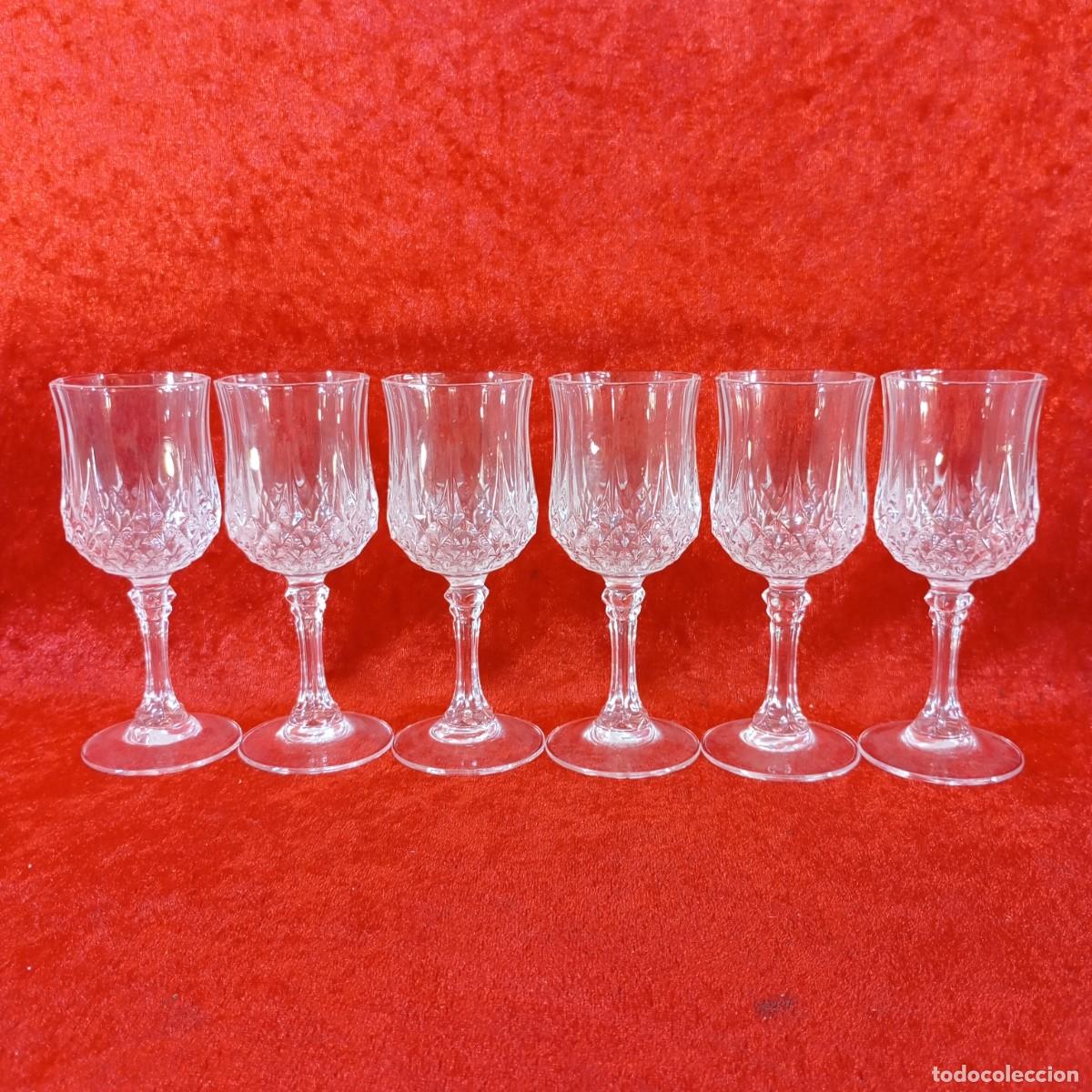 Antig&uuml;edades: JUEGO DE 6 COPAS VINTAGE - IC&Oacute;NICA COLECCI&Oacute;N LONGCHAMP DE CRISTAL D'AIQUES - NEOCL&Aacute;SICO - 01