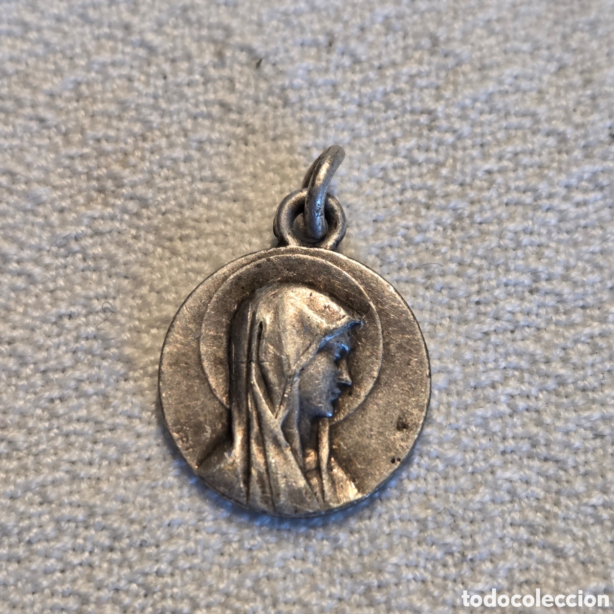 Antig&uuml;edades: Antigua Medalla Religiosa de la Virgen de Lourdes &ndash; Plata 800 &ndash; Francia S. XX