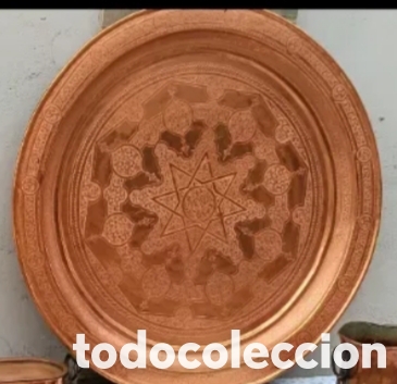 Antig&uuml;edades: Enorme plato &aacute;rabe cobre siglo XiX