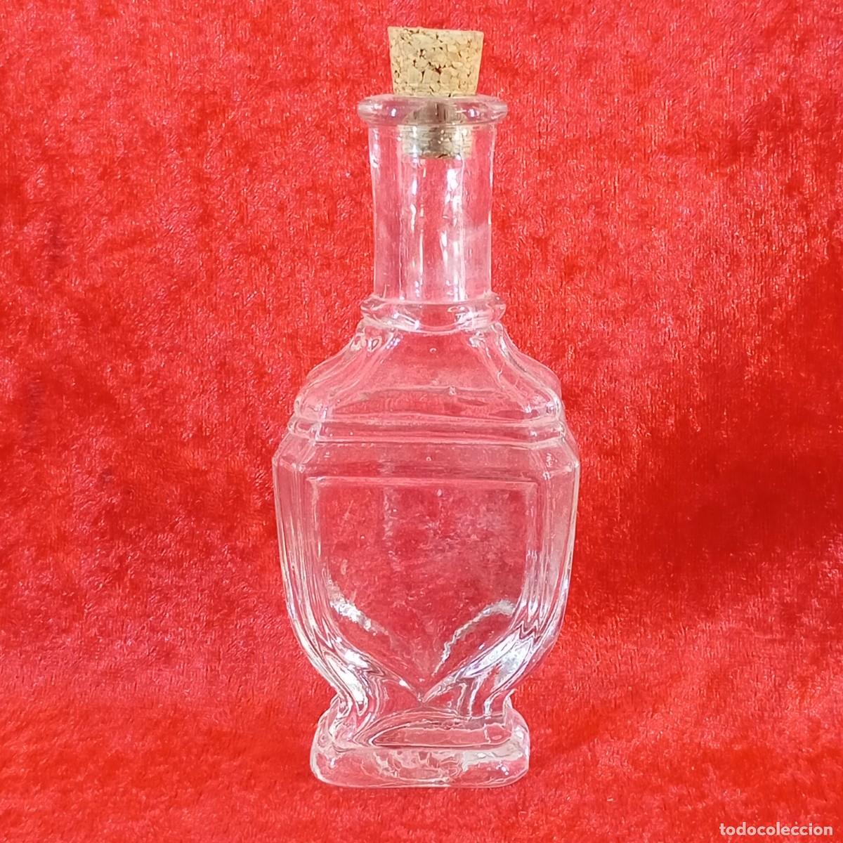 Antig&uuml;edades: BOTELLITA DECORATIVA VINTAGE - VIDRIO TRASNPARENTE Y TAPON DE CORCHO - SIGLO XX - 13,5 CM ALTO - 18