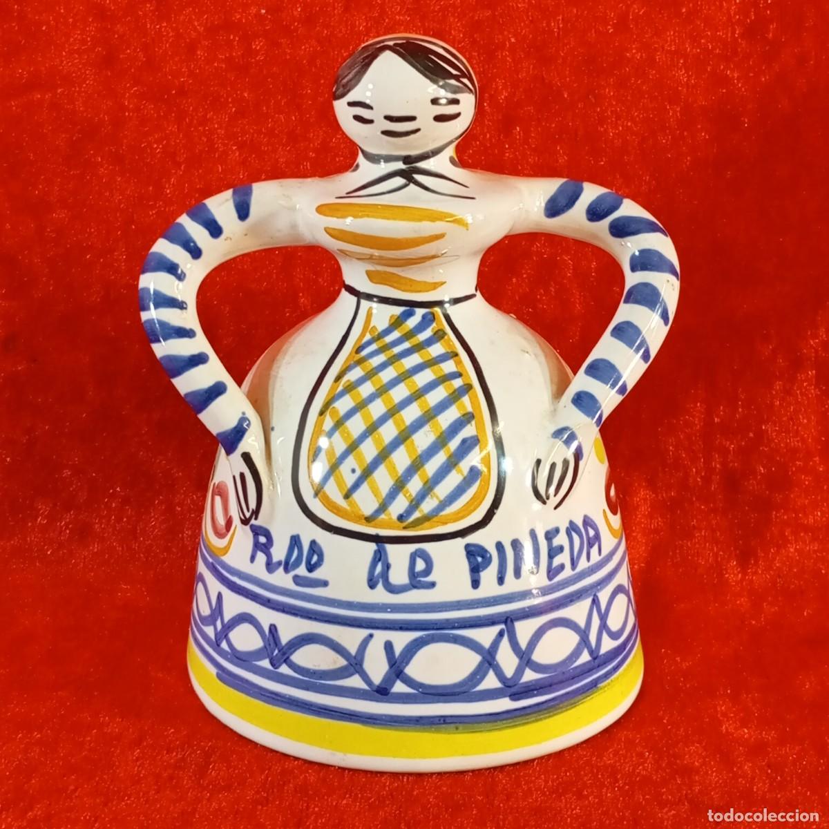 Antig&uuml;edades: CAMPANILLA DE CER&Aacute;MICA VINTAGE - ARTE POPULAR ESPA&Ntilde;OL - PINTADA A MANO - PINEDA - 11 CM DE ALTO - 27