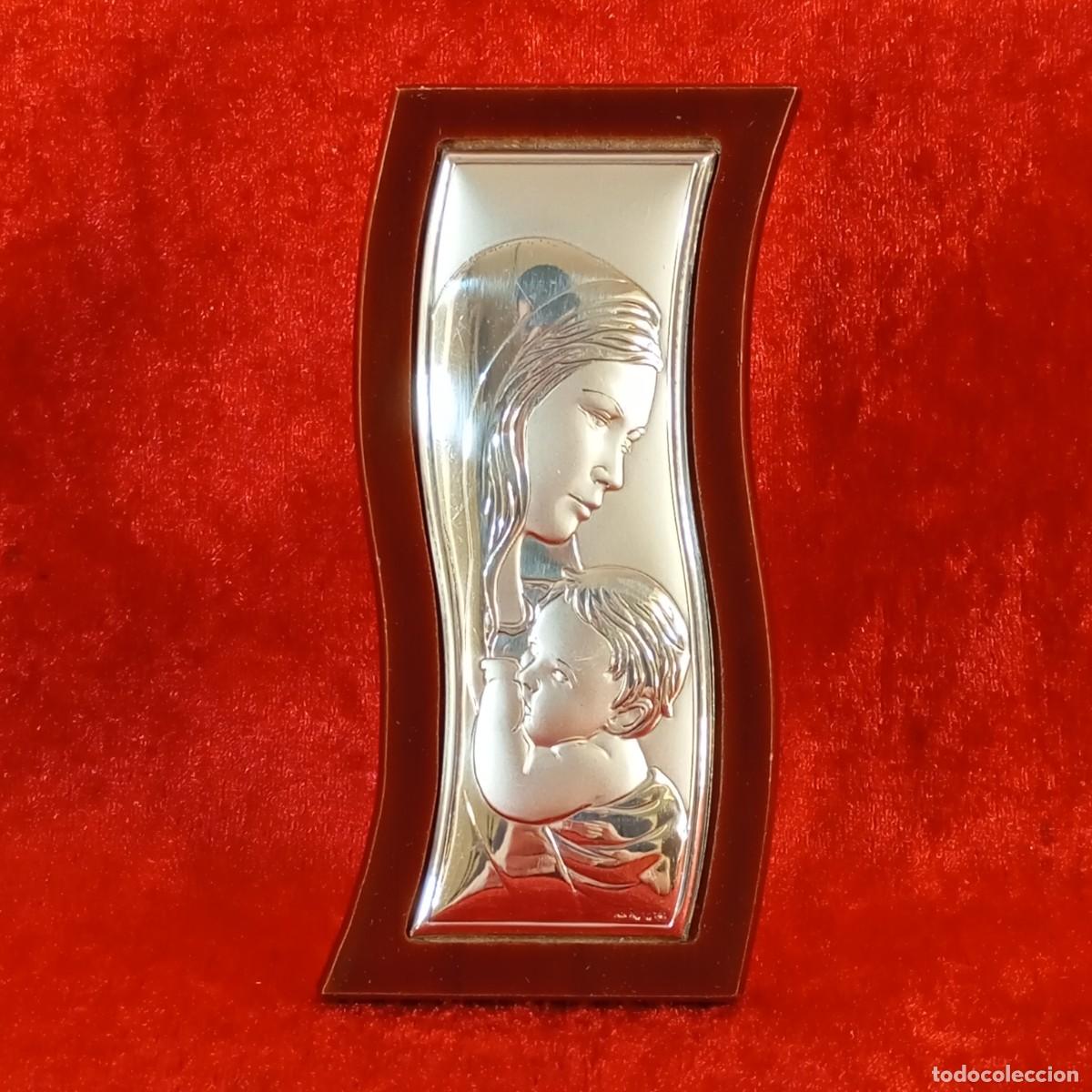 Antig&uuml;edades: RELIEVE RELIGIOSO VINTAGE - VIRGEN CON EL NI&Ntilde;O JESUS - AUROPA ARGENTI, ITALIA - 6 X 12,2 CM - 32