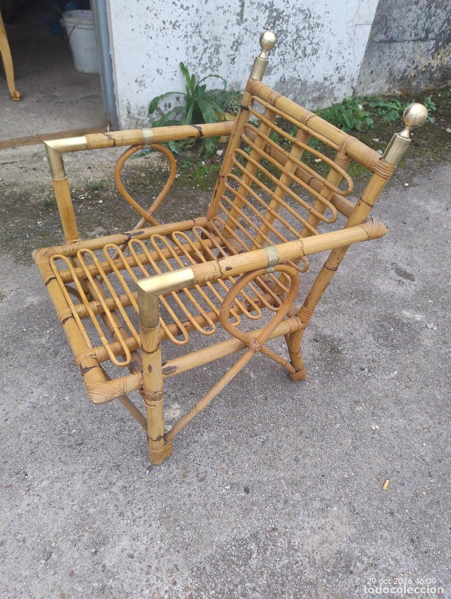 Antig&uuml;edades: Sill&oacute;n de minbre con decorados de bronce - Foto 2