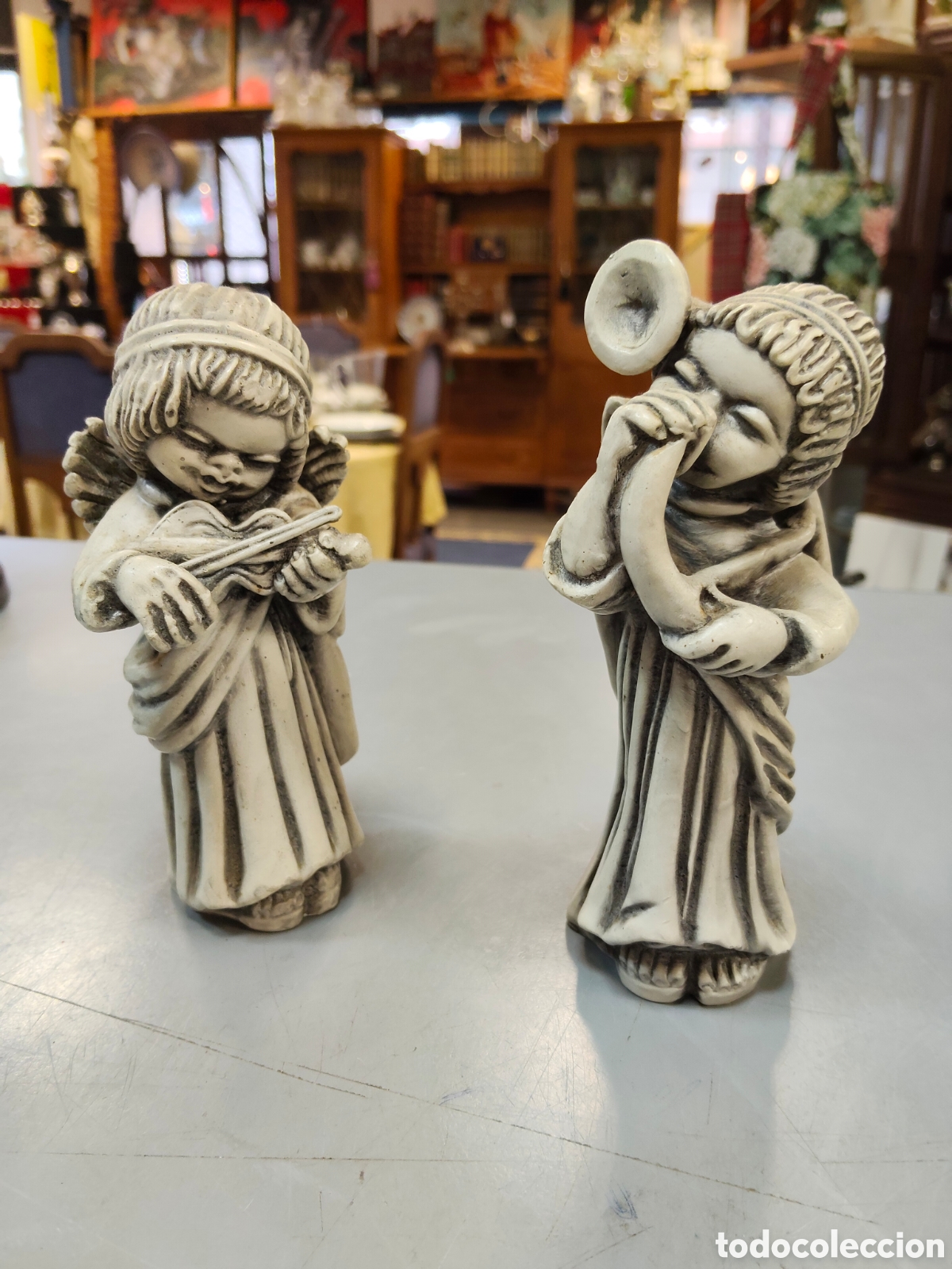 Antig&uuml;edades: Pareja de &aacute;ngeles en pasta