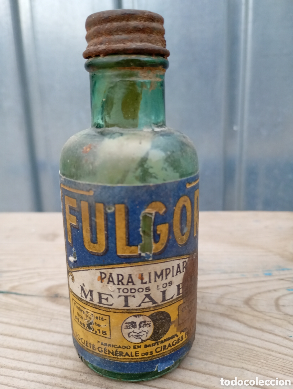 Antig&uuml;edades: Bote frasco cristal fulgor n 1 limpia metales