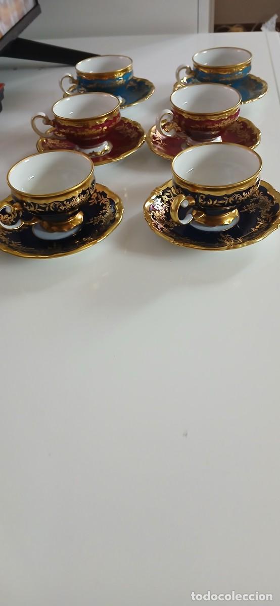 Antig&uuml;edades: PRECIOSO JUEGO A CAFE PORCELANA WEIMAR KOLBELT ALEMANIA PINTADA A ORO24K ANOS 1960