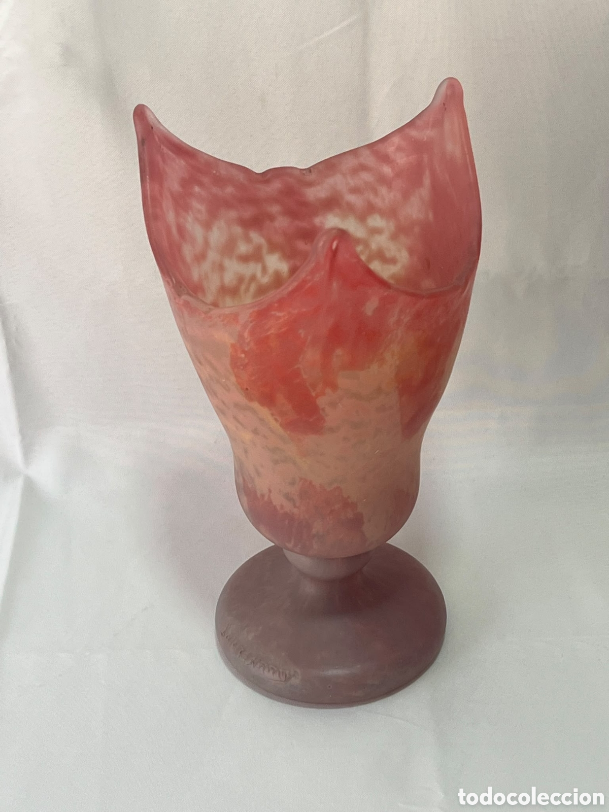 Antig&uuml;edades: Magn&iacute;fico Jarr&oacute;n Art D&eacute;co en Cristal Marm&oacute;reo - Charles SCHNEIDER (Francia, c. 1920). Firmado.