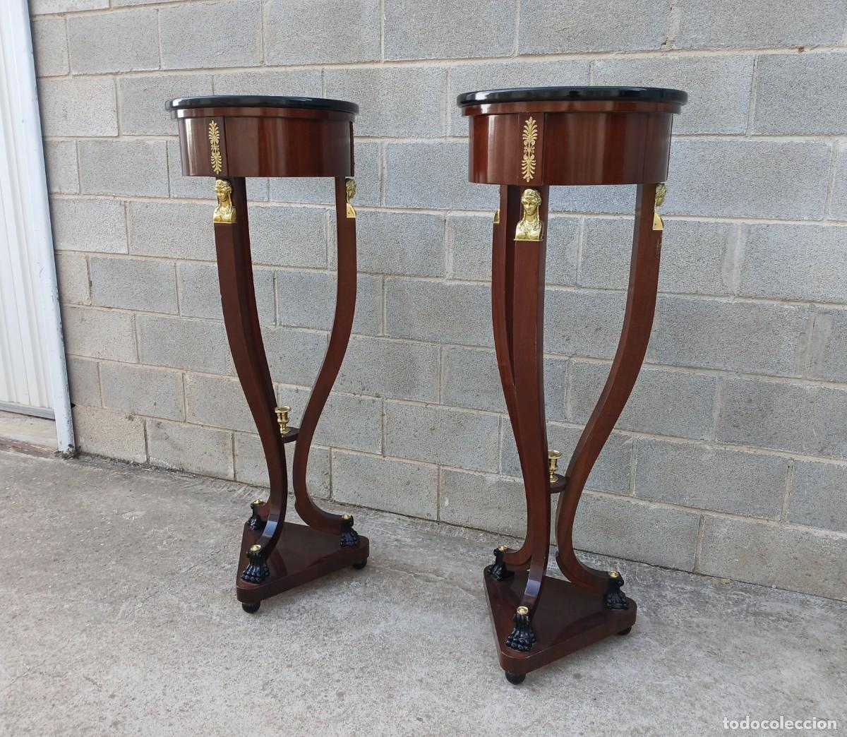 Antig&uuml;edades: 2 Dos Columnas antiguas estilo Imperio (128 cm). Pareja de Pedestales pie columna antigua Neocl&aacute;sico - Foto 3