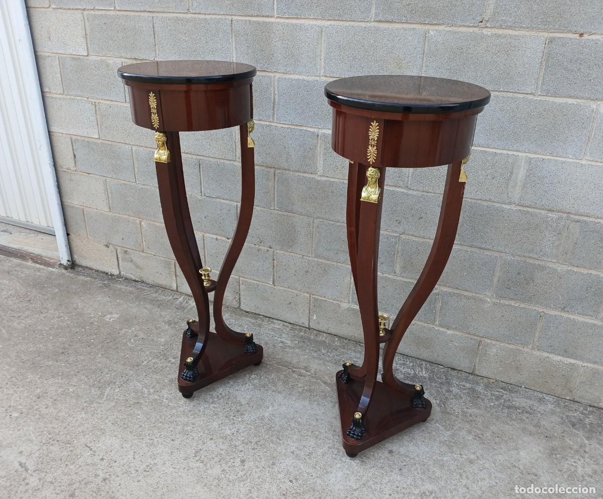 Antig&uuml;edades: 2 Dos Columnas antiguas estilo Imperio (128 cm). Pareja de Pedestales pie columna antigua Neocl&aacute;sico - Foto 6