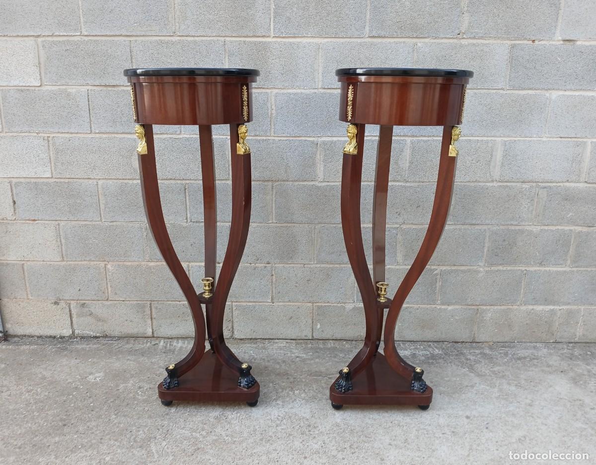 Antig&uuml;edades: 2 Dos Columnas antiguas estilo Imperio (128 cm). Pareja de Pedestales pie columna antigua Neocl&aacute;sico - Foto 12