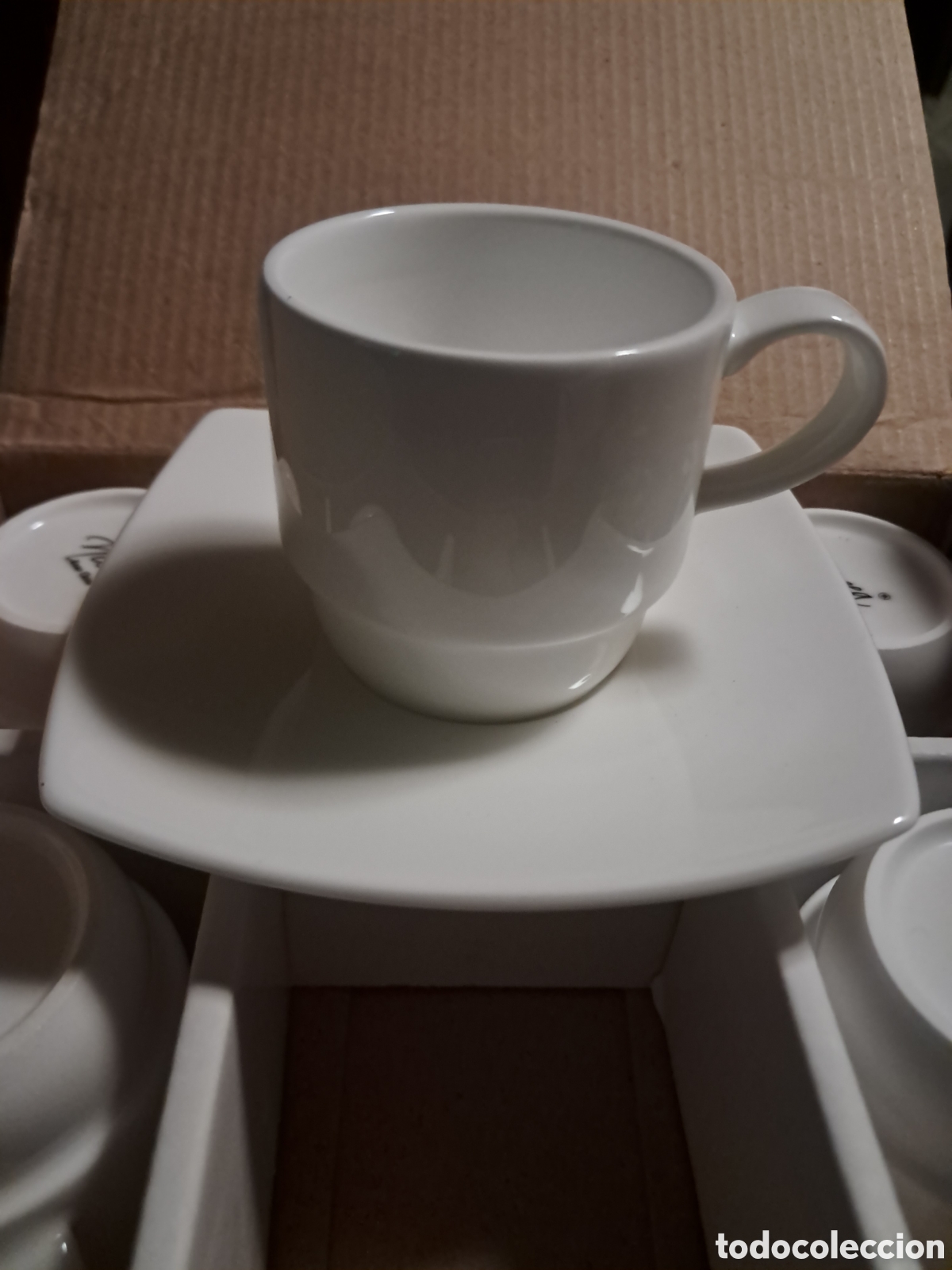 Antig&uuml;edades: Juego 6 Tazas Caf&eacute; + 6 Platos NICEA - Porcelana &rdquo;Bone China&rdquo; - Sin Uso - Caja y Embalaje Original