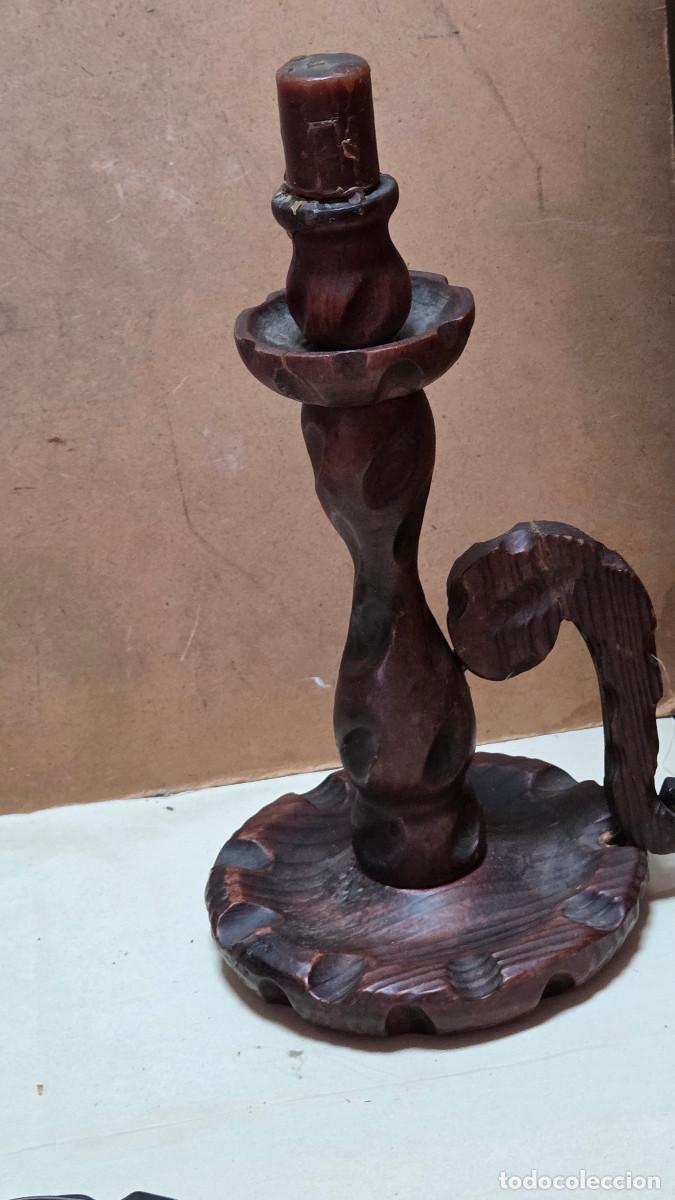 Antig&uuml;edades: portavela de madera vintage - Foto 1