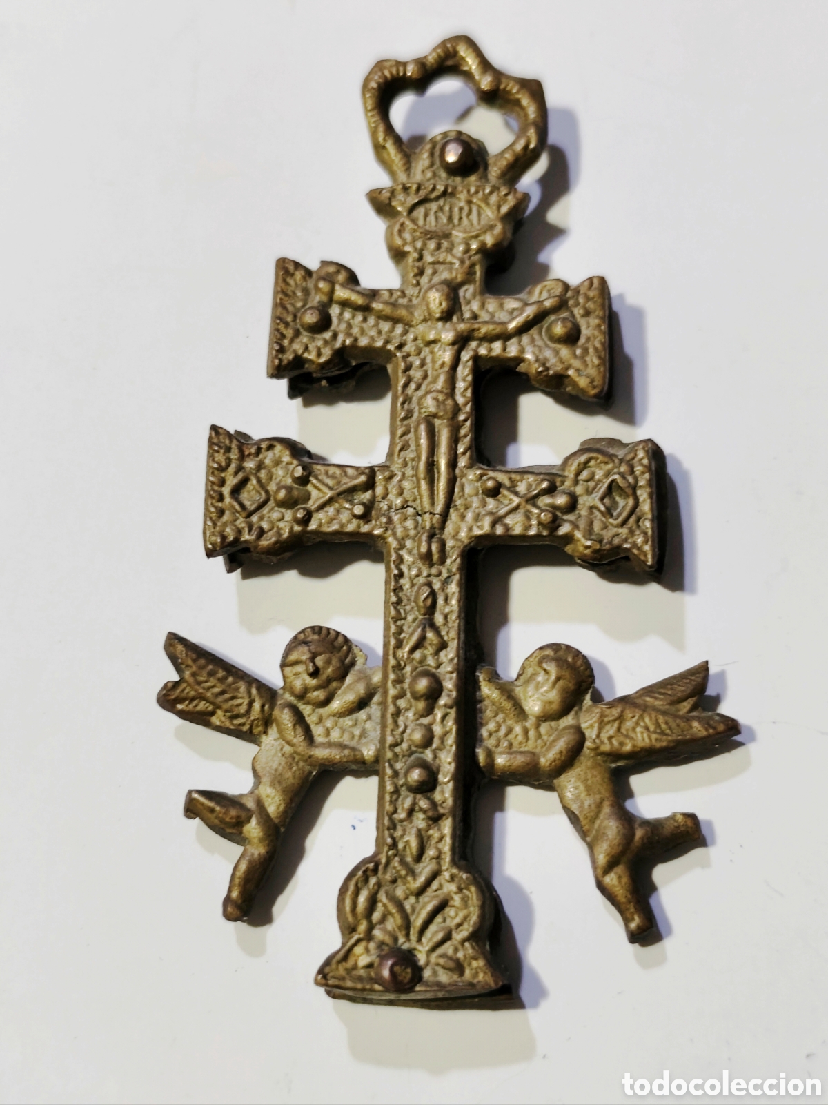 Antig&uuml;edades: Antigua Cruz de Caravaca finales SXIX. Bronce o aleaci&oacute;n. 78 gr
