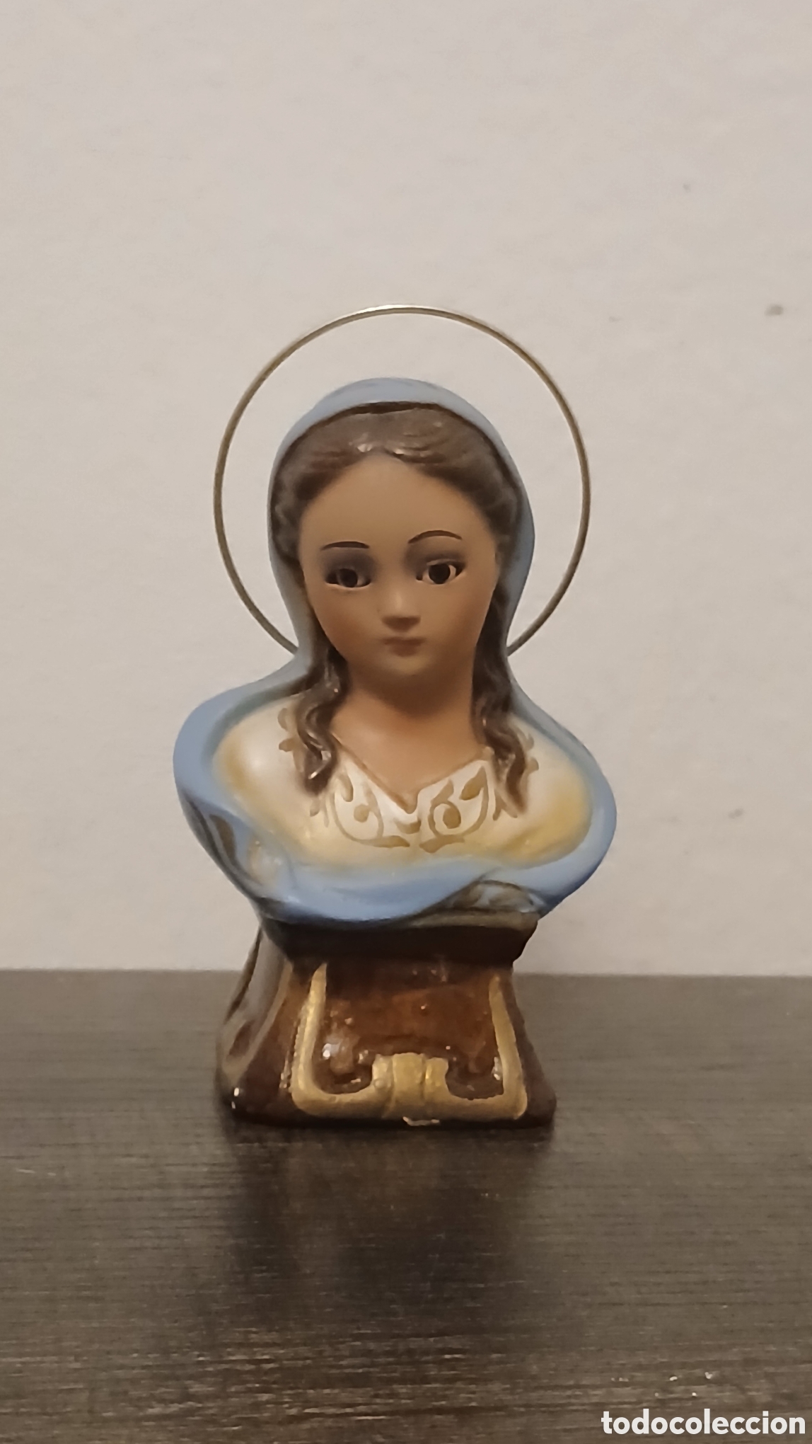 Antig&uuml;edades: Antiguo busto religioso de la Virgen Mar&iacute;a, con manto azul