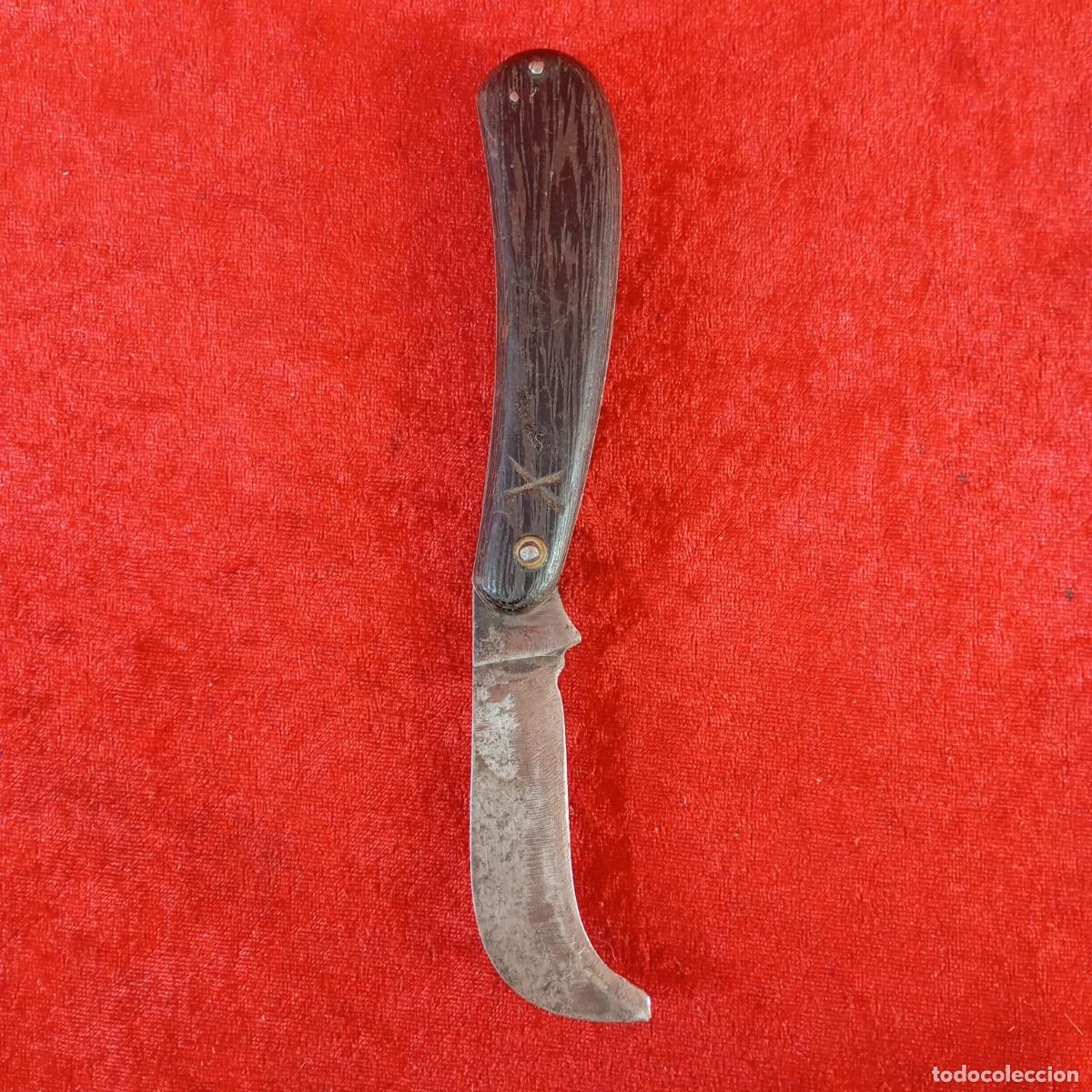 Antig&uuml;edades: NAVAJA DE BOLSILLO - TRADICIONAL ESPA&Ntilde;OLA - SIGLO XX - HOJA DE ACERO CURVA - 18,5 CM DE LARGO - 52