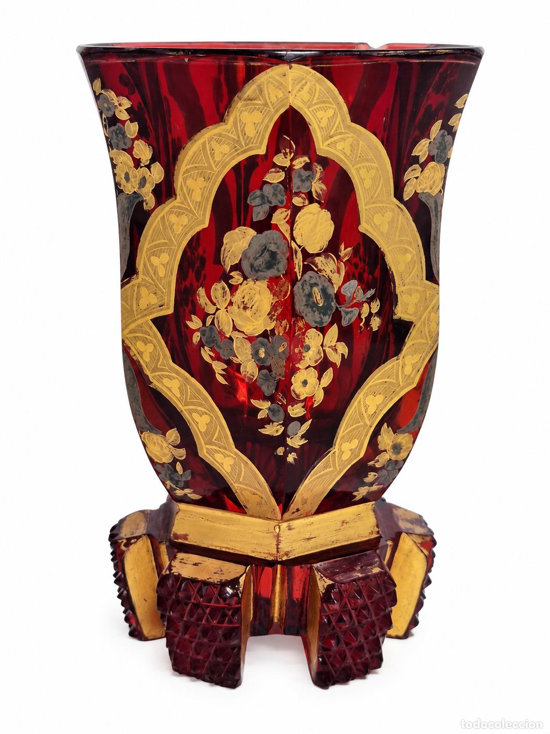Antig&uuml;edades: Antiguo Vaso de Vidrio, Copa de Recuerdo - Cristal de Bohemia - c. 1830-1850