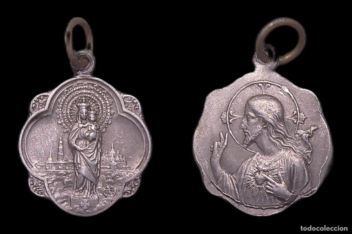 Antiquit&auml;ten: MEDALLA RELIGIOSA VALENCIA VIRGEN DEL PILAR SAGRADO CORAZON DE JESUS ALUMINIO