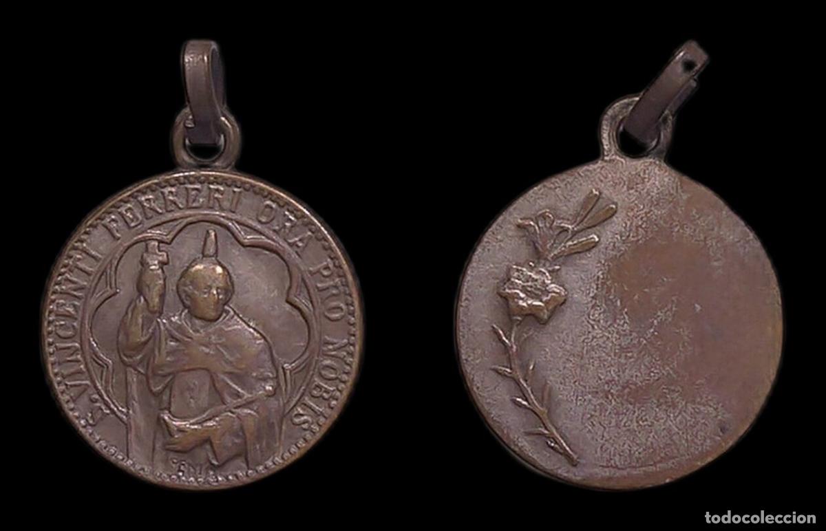 Antiquit&auml;ten: MEDALLA RELIGIOSA ITALIA SAN VICENTE FERRER METAL PLATEADO