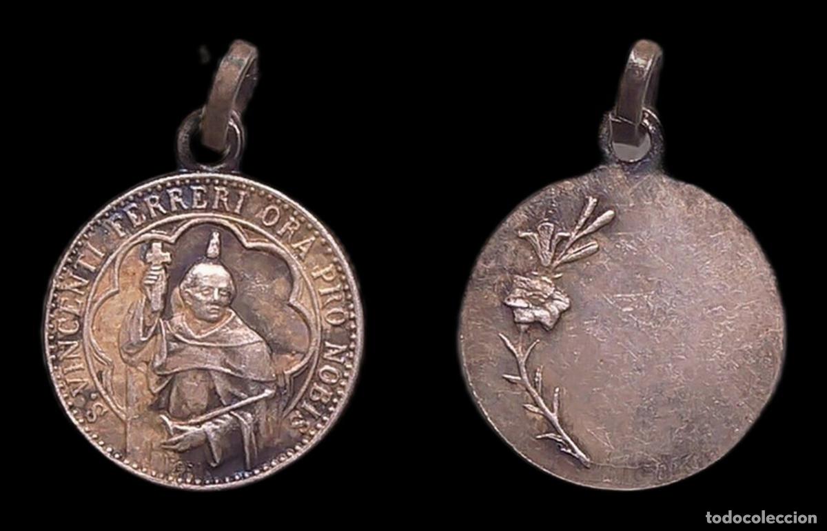 Antiquit&auml;ten: MEDALLA RELIGIOSA ITALIA SAN VICENTE FERRER METAL PLATEADO