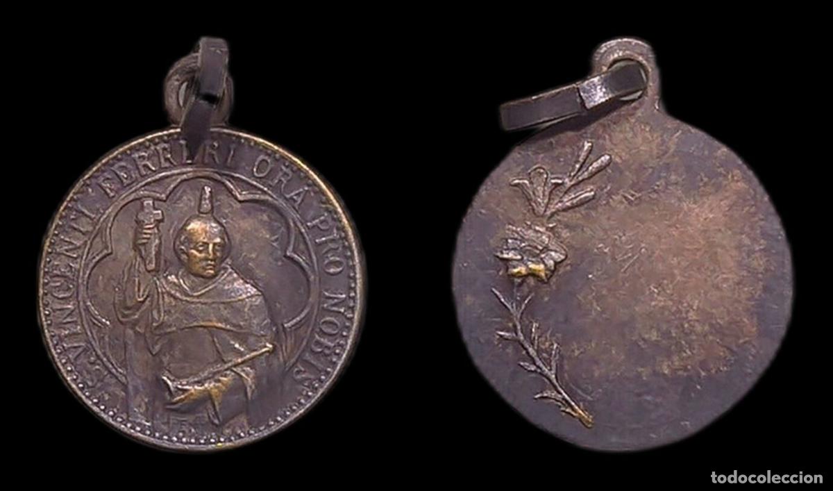Antiquit&auml;ten: MEDALLA RELIGIOSA ITALIA SAN VICENTE FERRER METAL PLATEADO