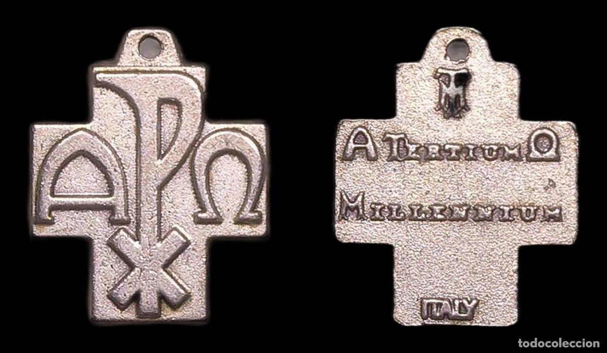 Antiquit&auml;ten: MEDALLA RELIGIOSA ITALIA CRUZ ALFA Y OMEGA COMIENZO Y FINAL DEL TERCER MILENIO