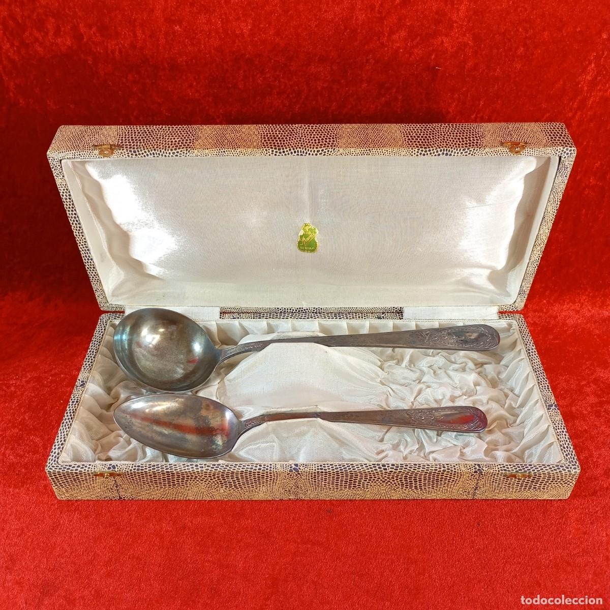 Antig&uuml;edades: ANTIGUO JUEGO DE SERVIR ANTIGUO - CASA ROMA - LERIDA - CON SU ESTUCHE ORIGINAL - 22
