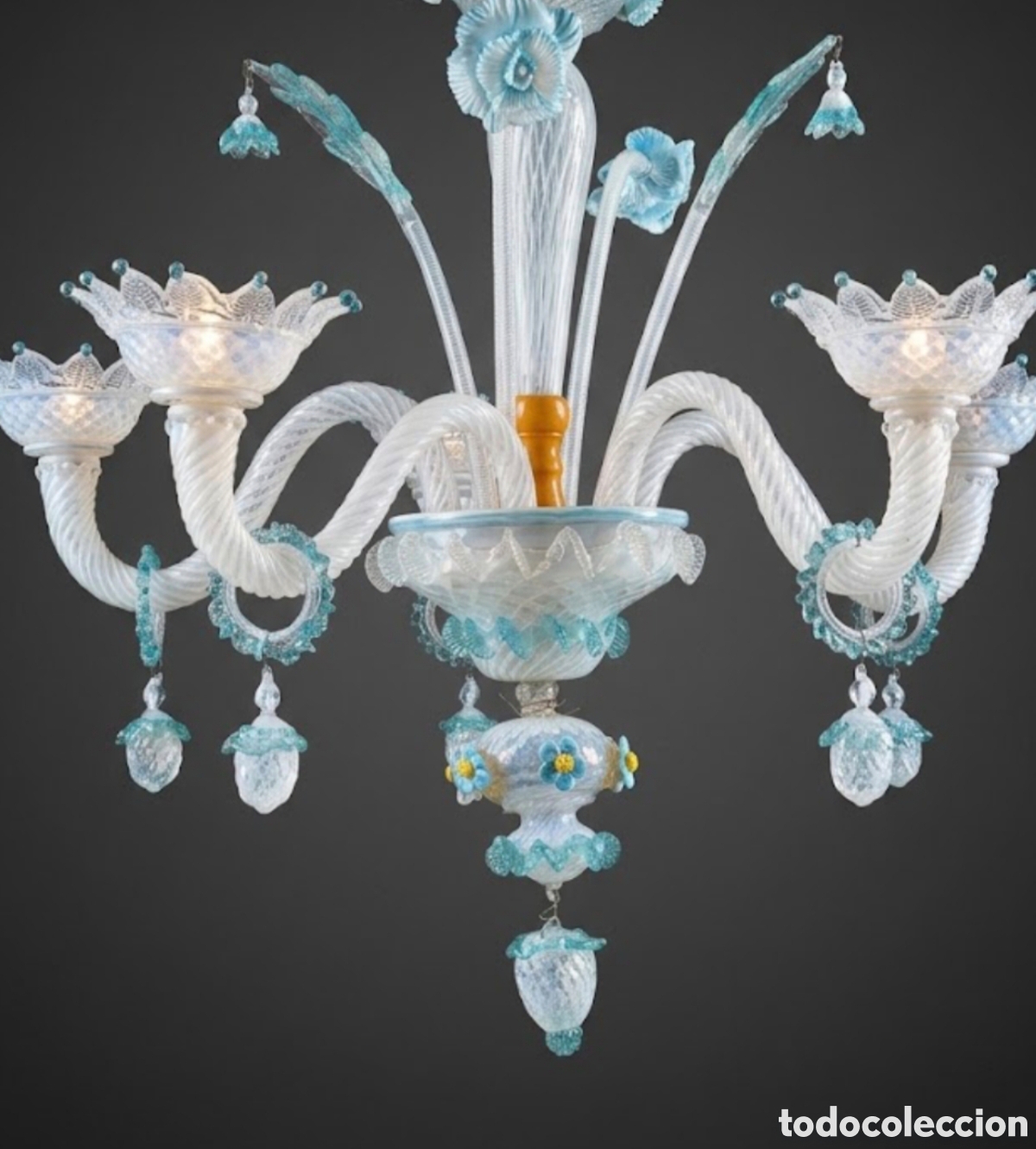 Antig&uuml;edades: Lampara de cristal opalino de Murano - Foto 2