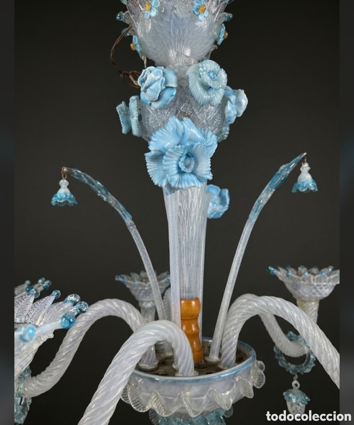 Antig&uuml;edades: Lampara de cristal opalino de Murano - Foto 3