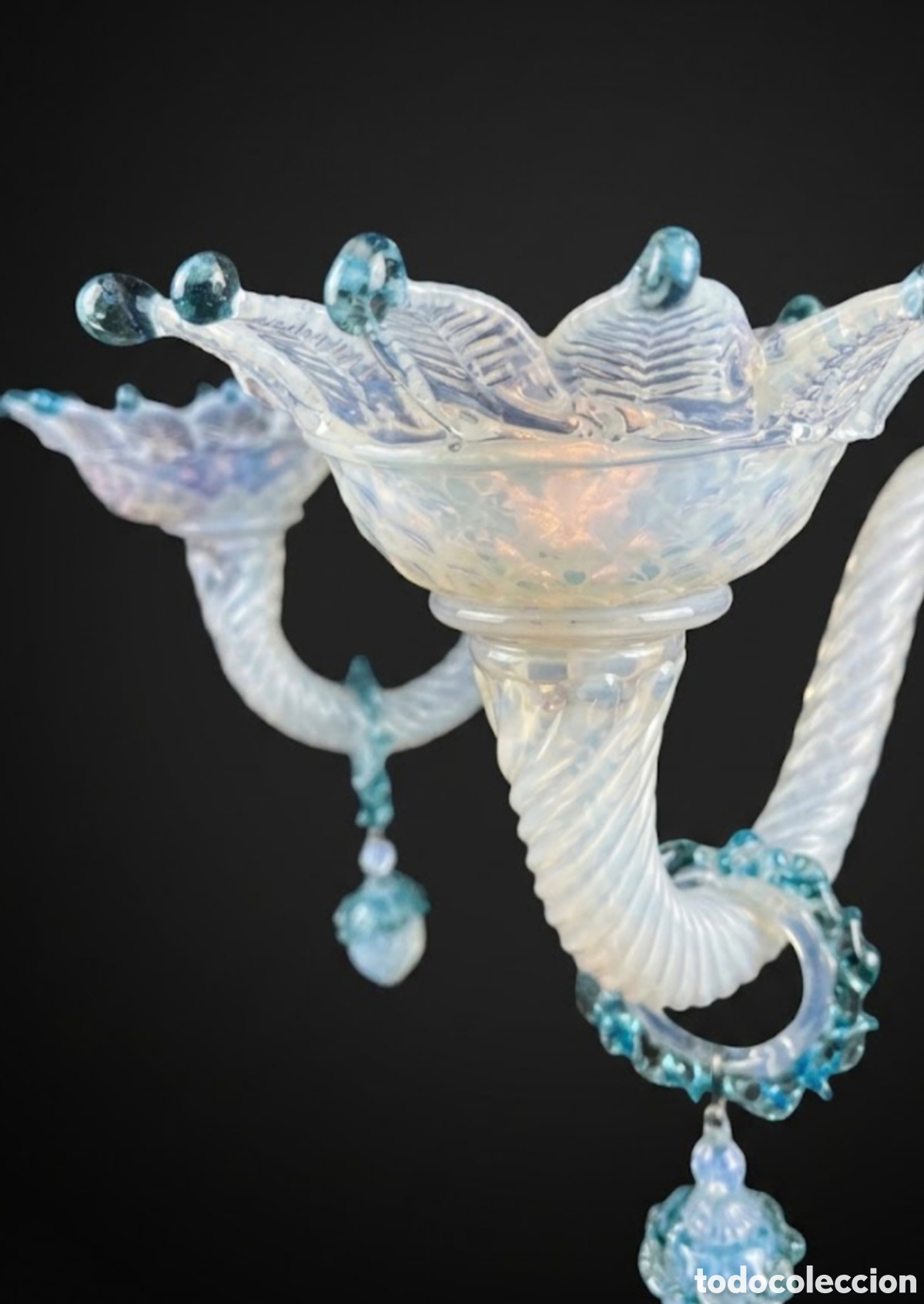 Antig&uuml;edades: Lampara de cristal opalino de Murano - Foto 4