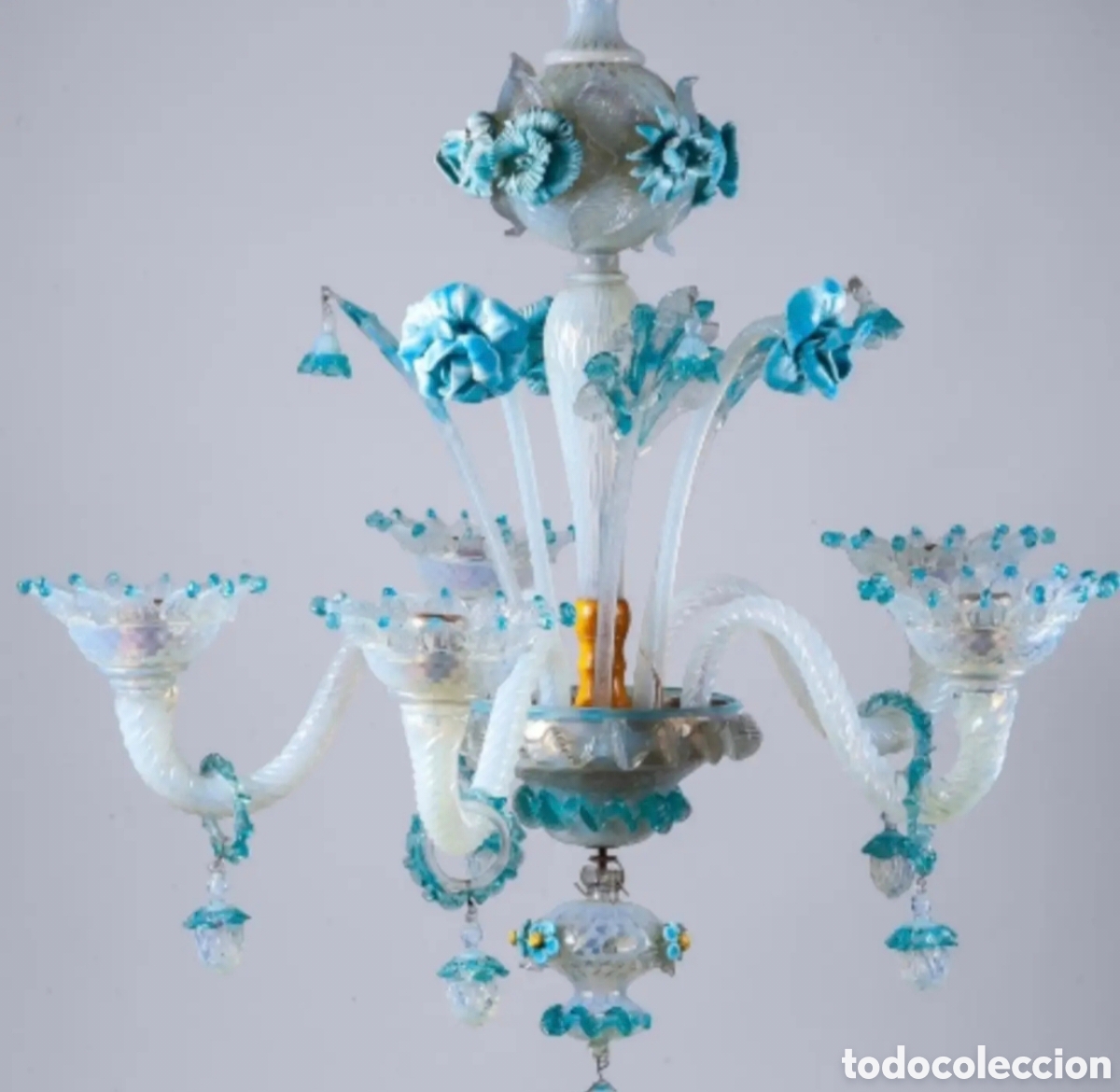 Antig&uuml;edades: Lampara de cristal opalino de Murano
