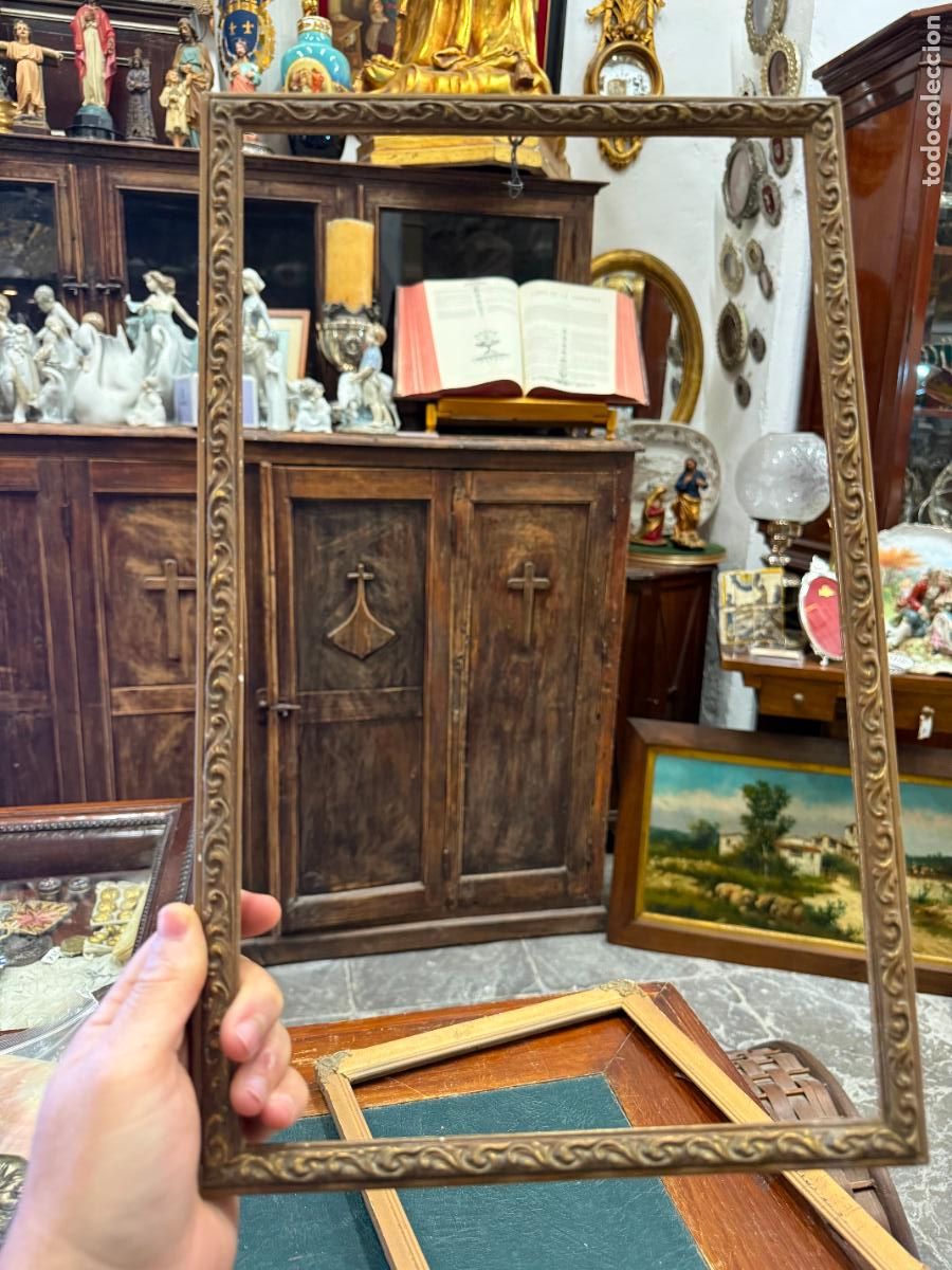Antig&uuml;edades: ANTIGUO MARCO DE MADERA Y DORADO - MEDIDA TOTAL 41X26 CM E INTERIOR 39X24 CM