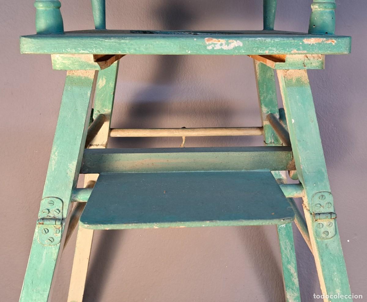 Antig&uuml;edades: Trona infantil transformable en pupitre de madera antigua - Foto 8