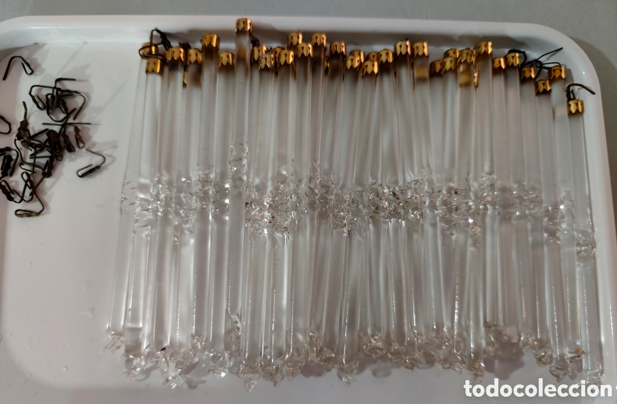 Antig&uuml;edades: 50 l&aacute;grimas cilindro cristal lampara antigua. Con enganches
