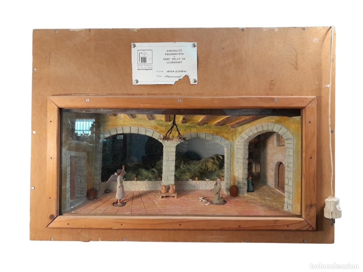 Antiguidades: DIORAMA PESSEBRE &rdquo;ANUNCIACI&Oacute;&rdquo;. ARTUR OLIVERAS / AGRUPACI&Oacute; PESSEBRISTA. S. XX