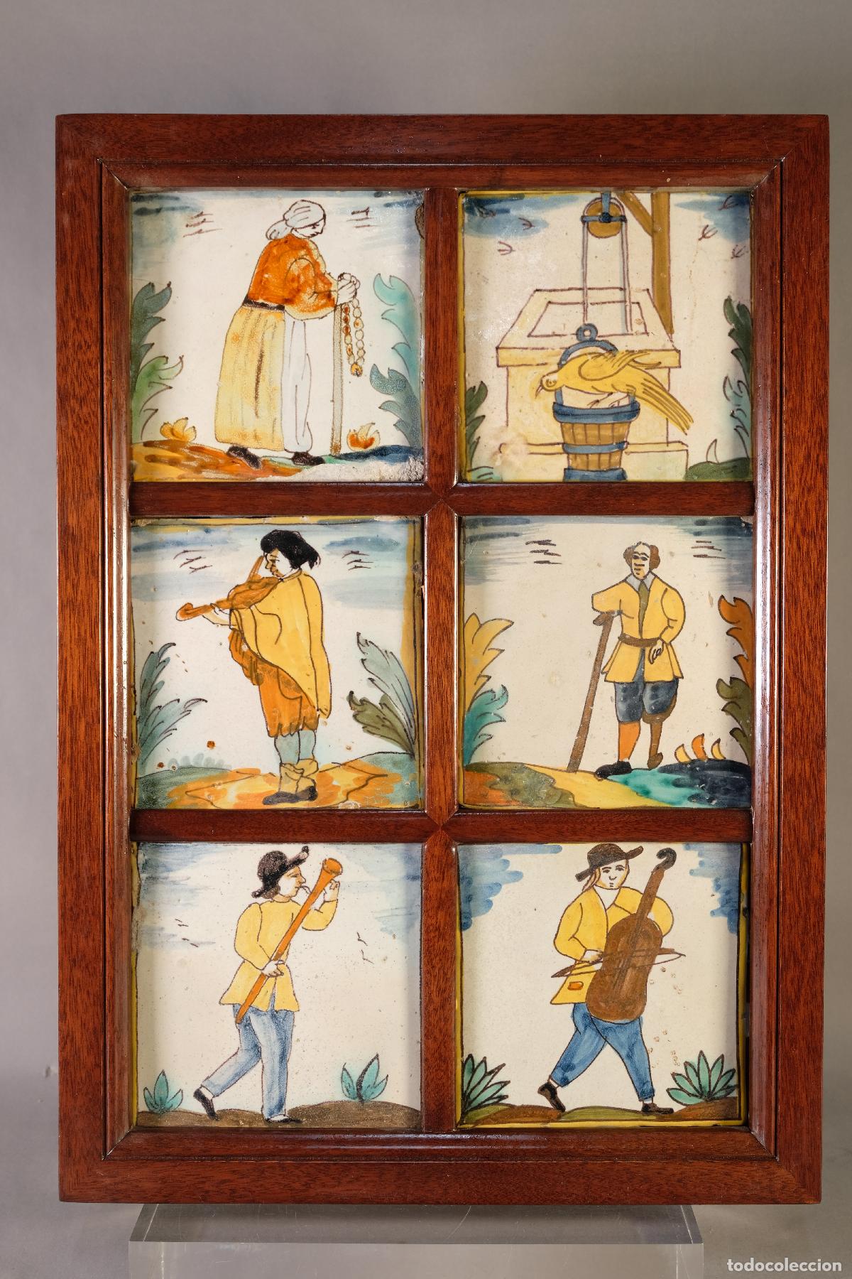 Antig&uuml;edades: Antiguos azulejos de artes y oficiones en loza catalana siglo XVIII