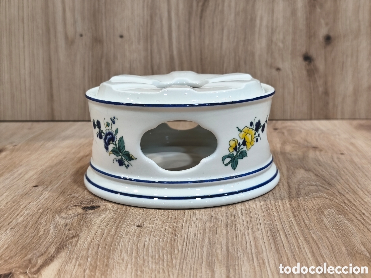 Antig&uuml;edades: Calentador de Tetera / St&ouml;vchen Porcelana Villeroy & Boch - Modelo Phoenix Blau