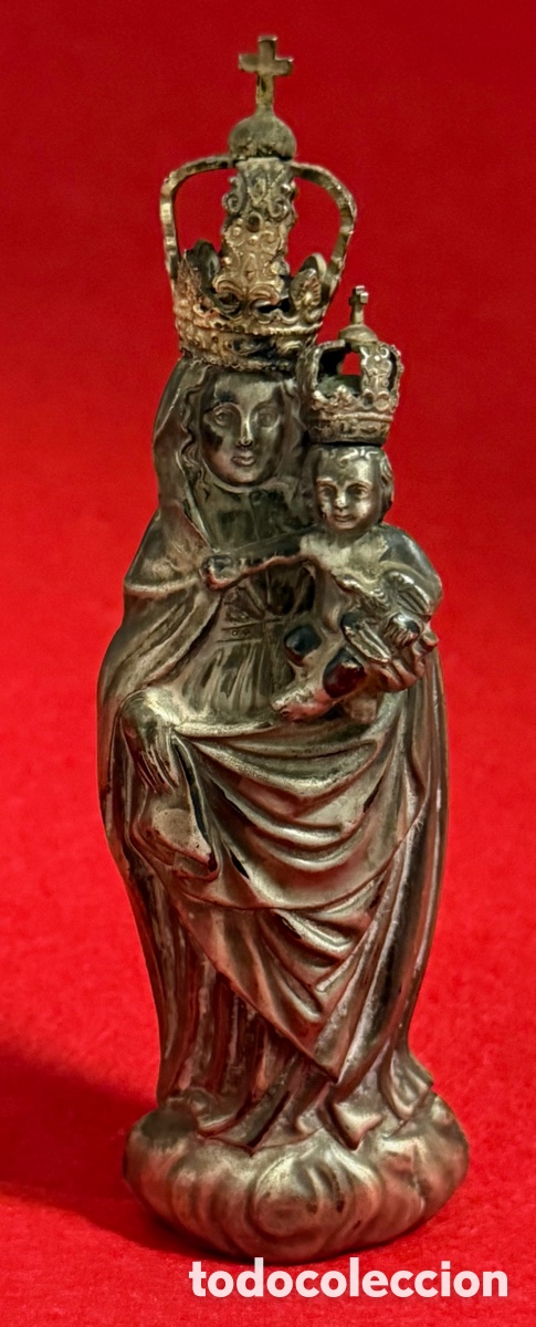 Antig&uuml;edades: Preciosa, figura antigua, de la Virgen con el ni&ntilde;o, en plata de ley.