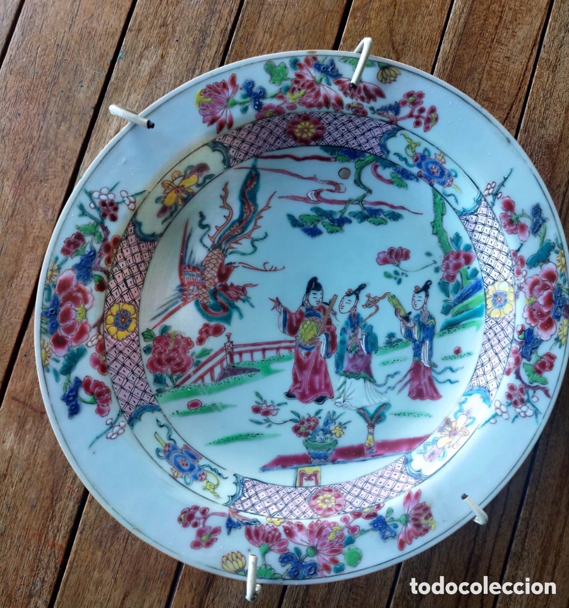 Antig&uuml;edades: Plato porcelana china familia rosa