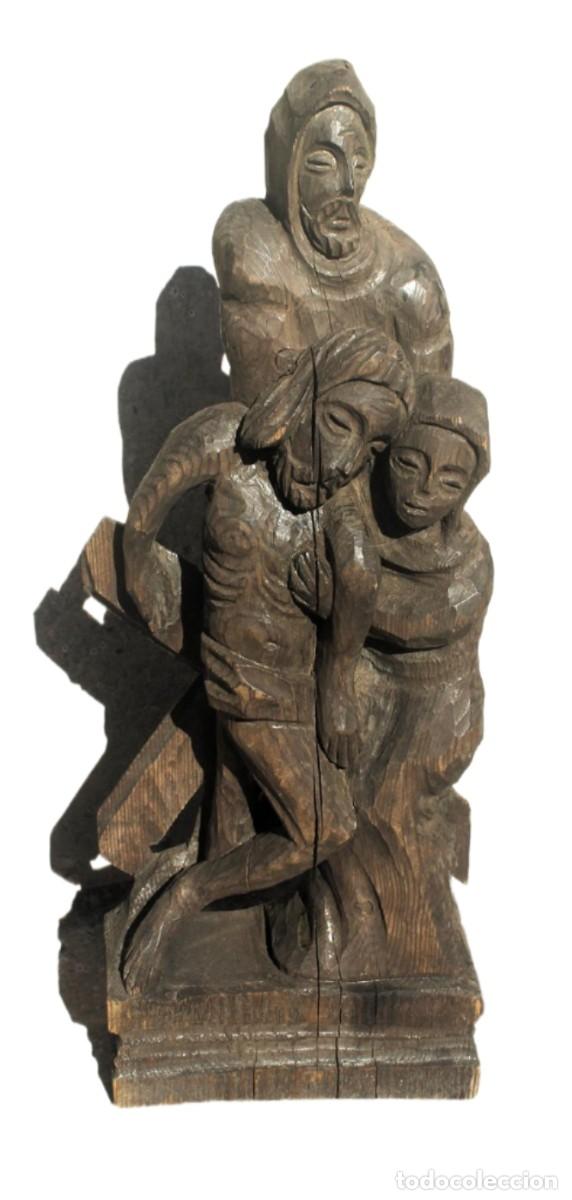Antig&uuml;edades: Talla Religiosa Antigua de Madera-1900 - 1950 - Foto 1