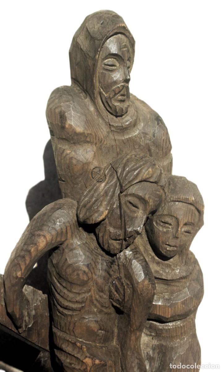 Antig&uuml;edades: Talla Religiosa Antigua de Madera-1900 - 1950 - Foto 3