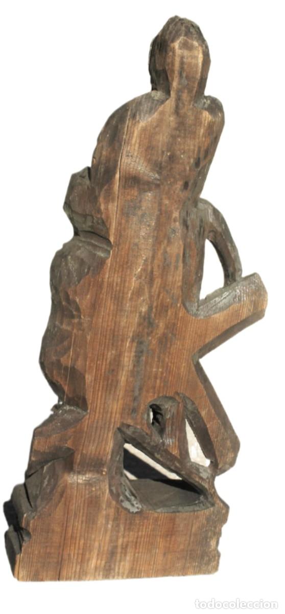 Antig&uuml;edades: Talla Religiosa Antigua de Madera-1900 - 1950 - Foto 4